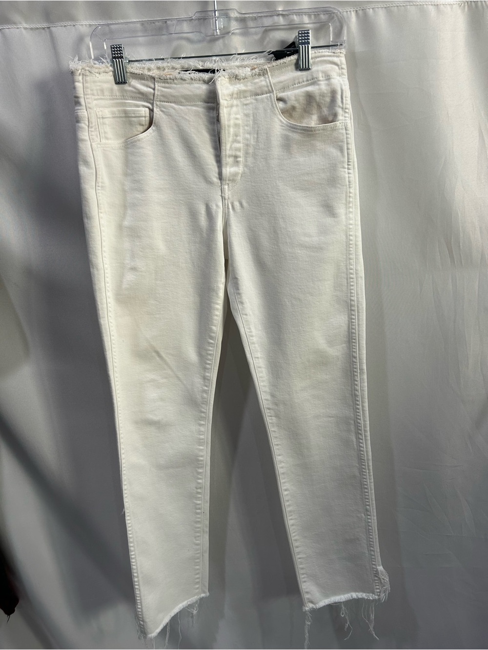 3x1 Made Here Yukon White Frayed Hem Button Fly Jeans